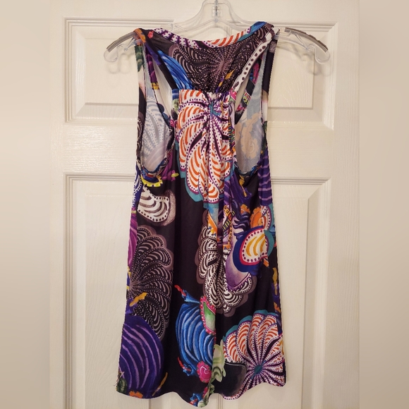 Ted Baker London Racerback Black Abstract Horse Circus Print Tank Top sz 3 US M - Picture 2 of 7